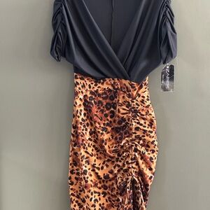 ZAREK Leopard Animal Print Cocktail Dress Women’s Size M